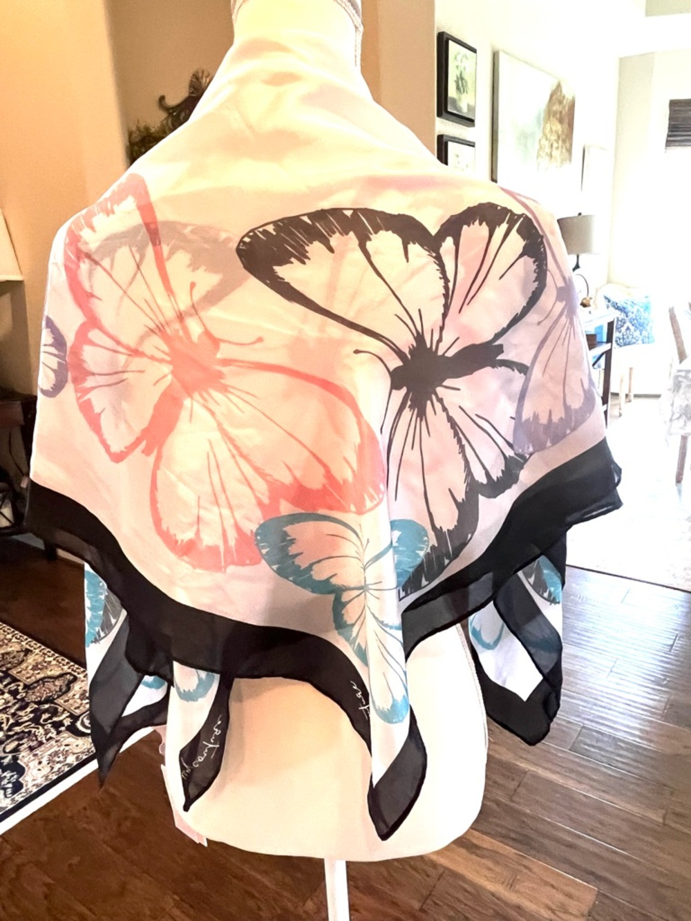 Juicy Couture Butterfly Print Scarf in Blue, Pink ,Black, Purple and Black